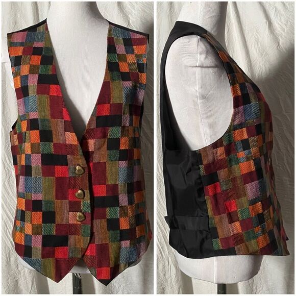 The Limited, Vintage, Plaid, Festive, Sleeveless Vest, OSFM - Picture 6 of 11